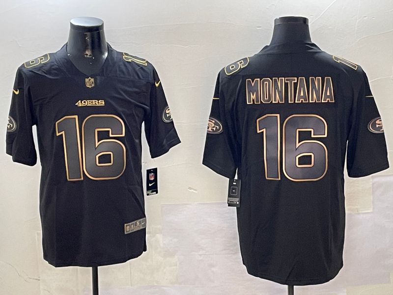 Men San Francisco 49ers #16 Montana Black Gold 2024 Nike Limited NFL Jersey style 0108->san francisco 49ers->NFL Jersey